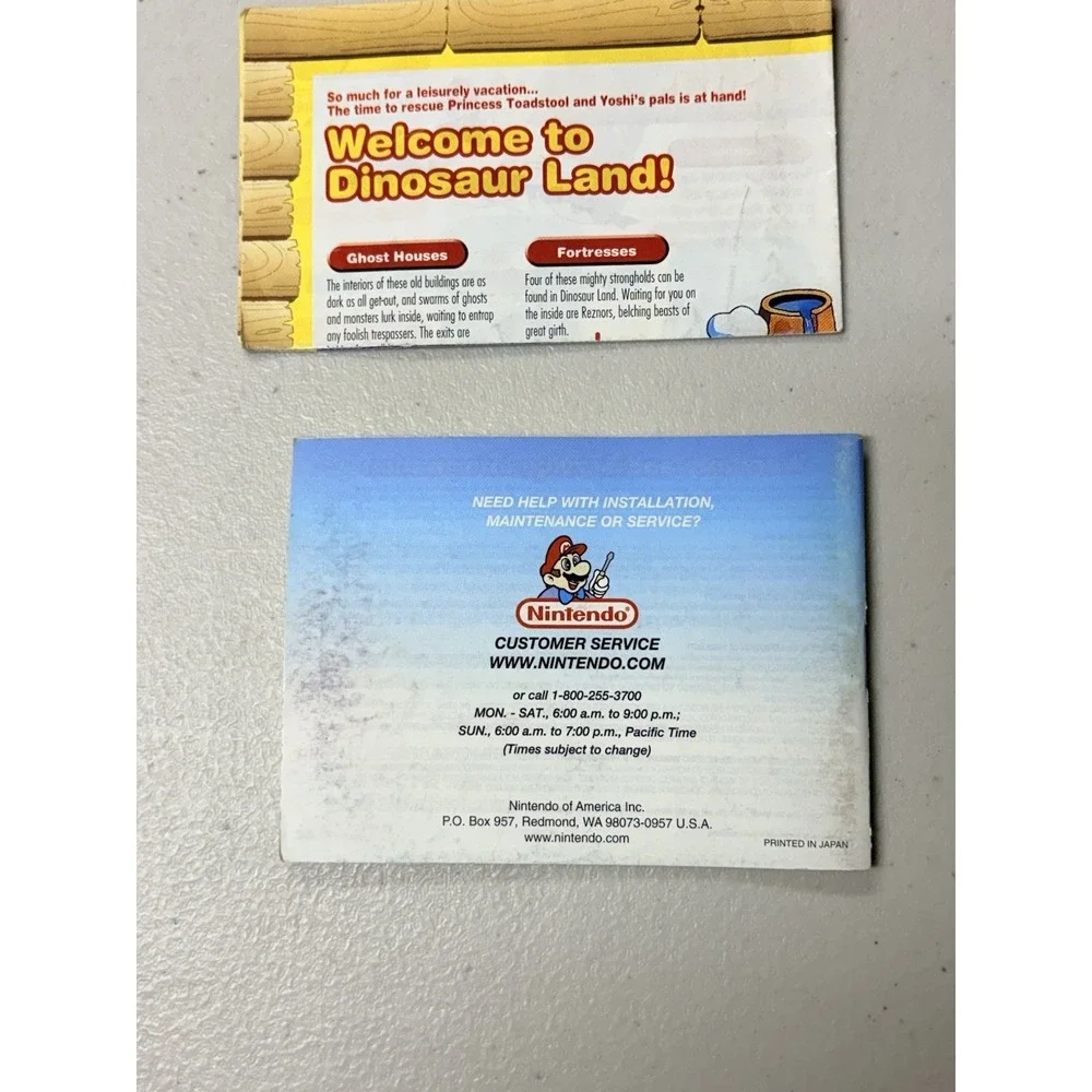 Super Mario World: Super Mario Advance Video game Instruction Booklet and insert